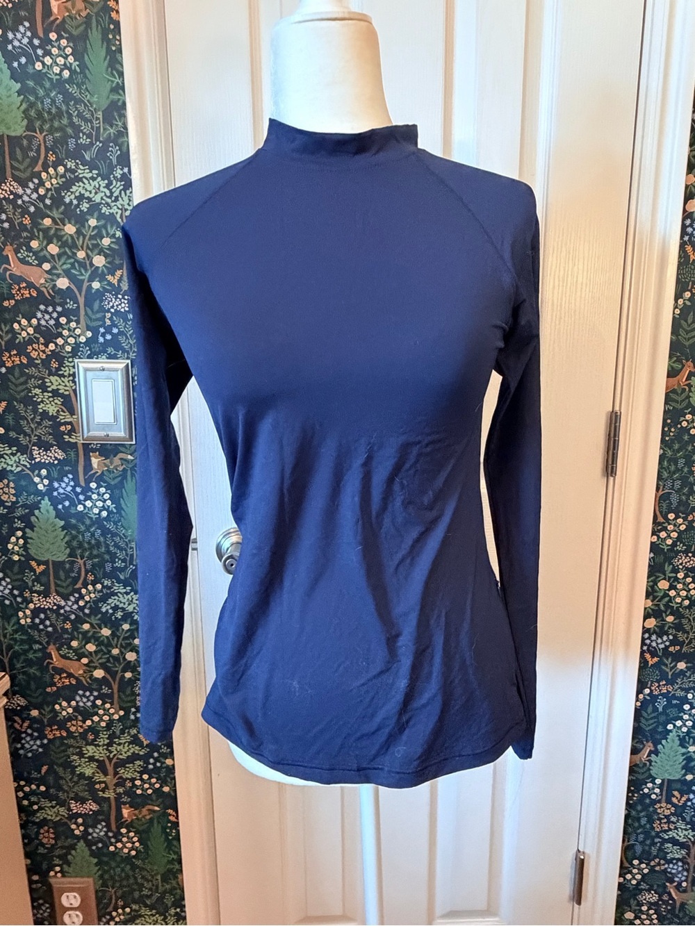 Athleta Navy Mock-Neck Long Sleeve Surf Rashgaurd